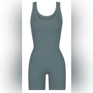 SKIMS Cotton Ribbed Onesie in color Soot Size Small